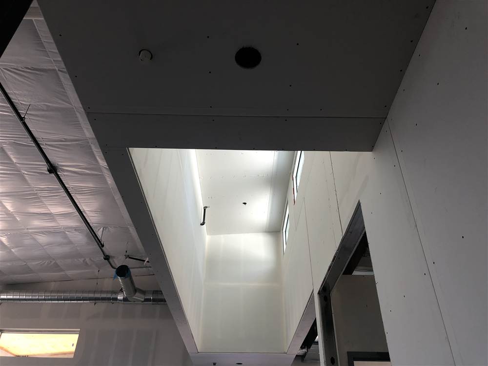 Drywall soffit in a commercial space